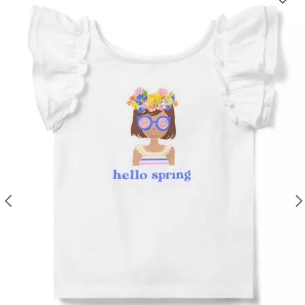 Hello Spring White Kids Top - Picture 1 of 13